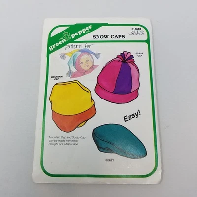 Green Pepper Fleece Snow Caps Hats Sewing Pattern F822 Adult & Child XS-L - Image 1 of 4