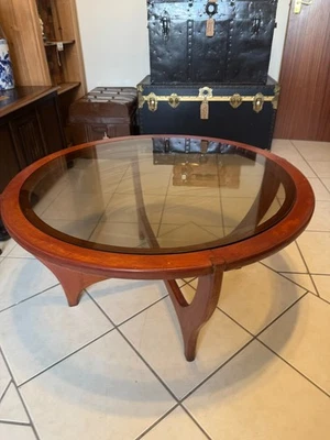 Vintage Mid Century Teak Glass Top G Plan Astro Coffee Table 91cm x91cm x46cm - Image 1 of 4