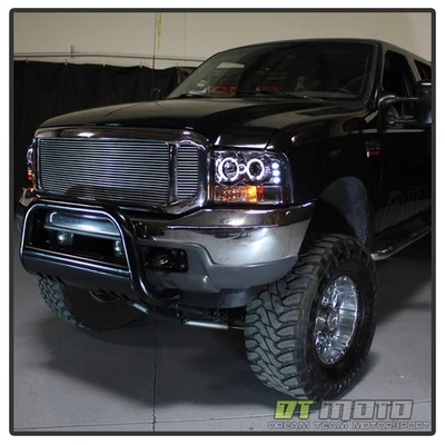 99-04 F250 F350 Excursion Halo Projector LED Headlights w/Built In Bumper Light - Изображение 1 из 4