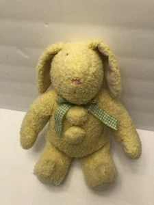 Vintage gelber Hase mit Gingham Schleife 13 cm selten Ostern - Bild 1 von 10