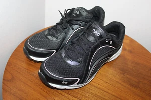 RYKA SKY WALK WOMENS SNEAKERS FABRIC & LEATHER LACE-UP BLACK SIZE 8.5M US - Picture 1 of 13