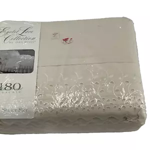 Vtg DAN RIVER Eyelet Lace Ivory cream Twin Sheet Set 3 Piece ELISA’s LACE USA - Picture 1 of 5