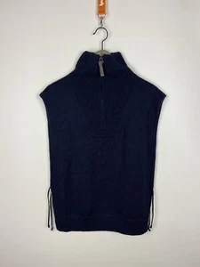 RRP$450 Fabiana Filippi Women’s Sleeveless Roll-Neck Knitted Vest Blue Wool Sz L - Picture 1 of 19