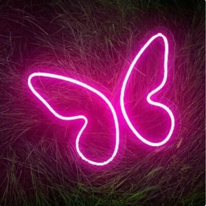 32"x17.8" Butterfly Pink Flex LED Neon Sign Night Light Party Visual Bar Décor - Picture 1 of 1