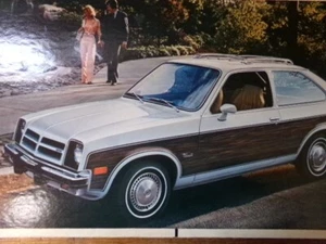 Letrero promocional publicitario vintage de concesionario de automóviles Chevette Hatchback Woody años 70 - Imagen 1 de 8