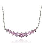 Light Pink Cubic Zirconia Graduated Necklace in Sterling Silver