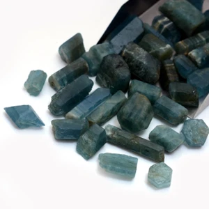 Natural Blue Aquamarine Rough Tubes 10-25 MM Raw Aquamarine Specimen Nuggets - Picture 1 of 6