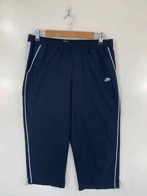 Pantalones cortos NIKE para mujer Capri medianos azules blancos a rayas bolsillos logotipo  Foto 1 de 4