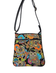 CROSS OVERBODY BAG "OWLS NEST" PATTERN SHOULDER BAG WITH ADJUSTABLE HANDLE, NEW - Picture 1 of 4
