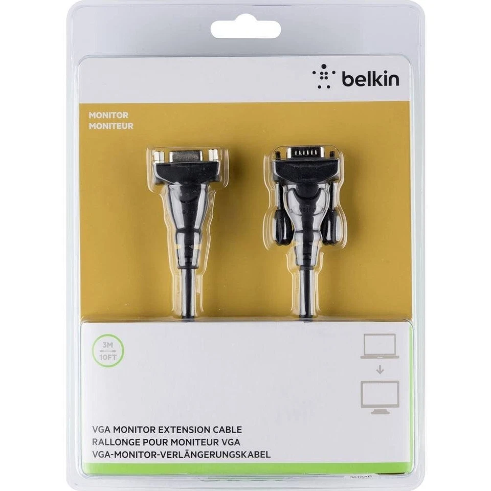 Belkin VGA Verlängerungskabel 3m schraubbar 1x VGA M-1x VGA W B F2N025bt3M