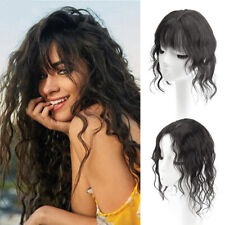 Middle Part Wavy Curly Hair With Bangs Real Human Hair Top Topper Wig Toupee