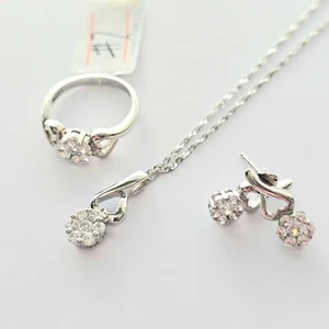 925 Sterling silver Ring, Pendant, Earrings, Set. CZ stones. Free postage - Foto 1 di 6