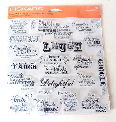 Fiskars Laugh Smile Frases Reda Montaje Adhesivo Estampillas de Goma SELLADAS Foto 1 de 3