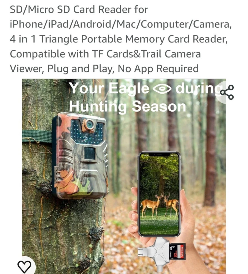 SD Micro SD Card Reader for Android Mac Computer Camera 4 in 1 Triangle Portable - Image 1 of 4