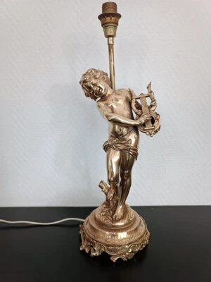 Pied de Lampe en régule doré signé Auguste Moreau "Le Joueur de Lyre" - Photo 1/4