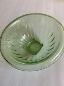Uranium  Green Depression Glass Ribbed Mixing Batter Bowl - Picture 1 of 11