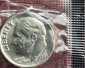 1981-P Roosevelt Dime 10c Coin GEM BU- In Original Mint Cello - Picture 1 of 12