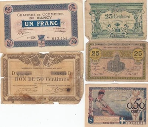 France emergency banknote 5 pieces LOT M Angers Nancy Nice Toulon Quimper Brest - Picture 1 of 1