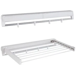 Clothes Laundry Drying Rackcollapsible Wall Mounted Hanger|7 Drying Rods 33inc - Picture 1 of 6
