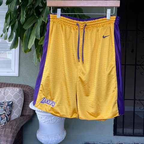 Vintage 2000s Nike Team Los Angeles Lakers Reversible Shorts Sz L NBA Purple Cover