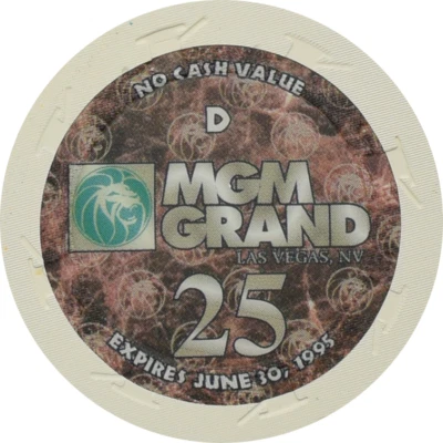 MGM Grand Casino Las Vegas Nevada $25 No Cash Value 43mm Chip 1995 - Image 1 of 2