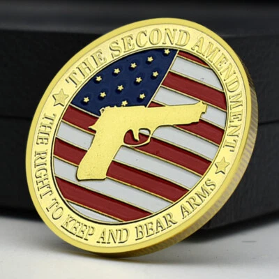 美国第二修正案镀金硬币宪法携带武器的权利奖章 — 第 1/4 张图片
