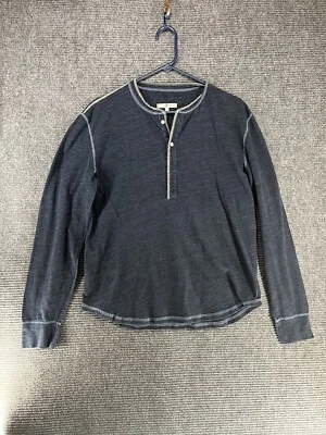 Seven 7 For All Mankind Hombre Mediano 4 Botones Henley Manga Larga Azul Jaspeado Foto 1 de 4