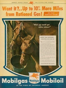 1944 Gasóleo Mobil Mobiloil Anuncio Impreso Vintage Caballo Establo Yegua Granero Alimentación Sol - Imagen 1 de 9