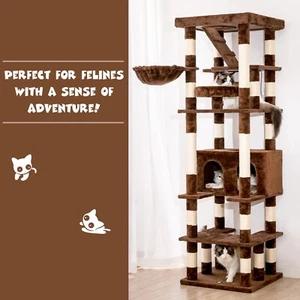 74.8'' Cat Tree Cat Tower Activity Center with Scratching Post and Condo, Brown. - Picture 1 of 8