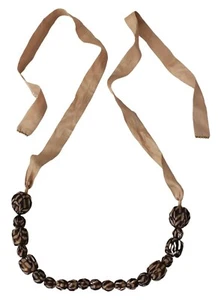 SCERVINO STREET Necklace Brown Beige Stone Beaded Cotton RRP $150 - Picture 1 of 7