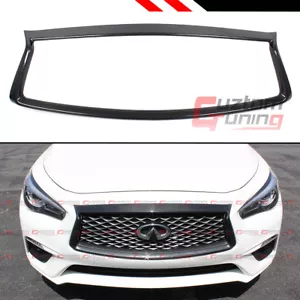 FOR:2018-2023 INFINITI Q50 CARBON FIBER FRONT GRILL OUTLINE TRIM COVER OVERLAY - Picture 1 of 5