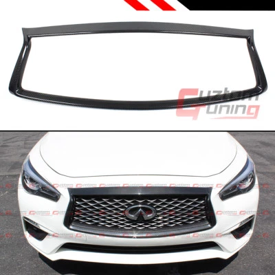 PARA: 2018-2023 INFINITI Q50 FIBRA DE CARBONO PARRILLA DELANTERA CONTORNO CUBIERTA SUPERPOSICIÓN Foto 1 de 4