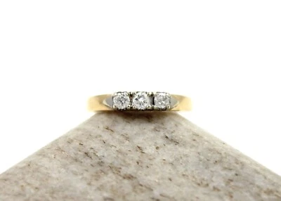 14K Yellow Gold 1/4 CTW 3-Diamond PPF Anniversary Band Engagement Ring Size 6.25 - Image 1 of 4