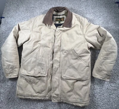 Abrigo Timberland Chore Para Hombres XL Marrón Forrado Relleno Cuello Pana Envejecido Foto 1 de 4