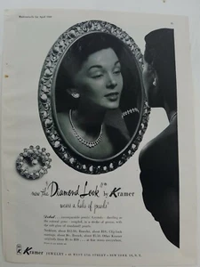 1949 Kramer diamond look debut necklace bracelet earrings vintage jewelry ad - Picture 1 of 1