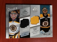 2008-09 SP Game Used Authentic Fabric Duos Jersey Tim Thomas/Tuukka Rask 69/100