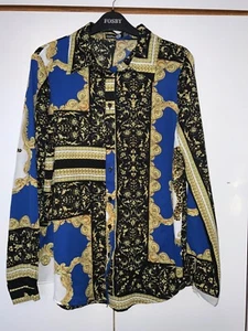 BOOHOO BLOUSE SIZE 8 TALL MULTICOLOURED PRINT - Picture 1 of 3