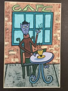 Boina/café/cigarrillo 1998 firmada/numerada LE con impresión mate "Café Kitty", como nueva - Imagen 1 de 9