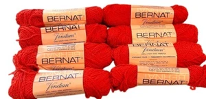 VTG Bernat Venetian 100% Virgin Wool Yarn Scarlet Red Lot of 8 Skeins - Picture 1 of 4