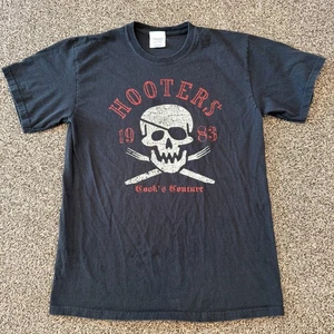 Hooters Shirt Men's M Black Skull Biker Kitchen Staff Cook's Couture - Picture 1 of 7