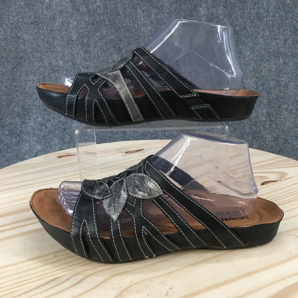 Kalso Earth Sandals Womens 9.5B Enthuse Casual Slip On Slides Black Leather - Image 1 of 4