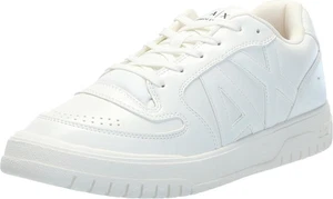 Armani Exchange Men's Leather Logo Low Top Lace Up Sneaker, Off White, 10 - Picture 1 of 1