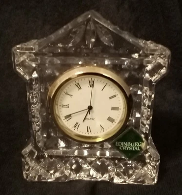 Edinburgh Crystal Desk Clock H7.5cm W3cm L6cm Quartz - Image 1 of 4