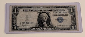 US One Dollar, 1935 A, $1 Silver Certificate, Off Center Print, Blue Seal  - Picture 1 of 2