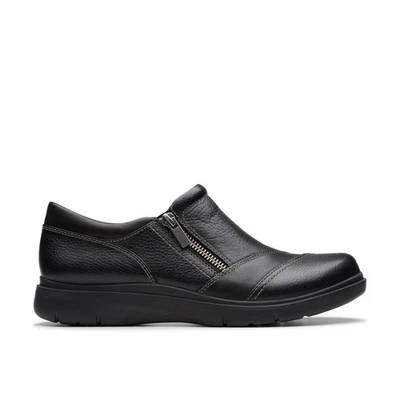 Clarks Womens Certina Pure Black Leather Casual  Shoes - Image 1 of 4