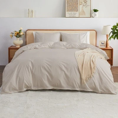 Juego de funda nórdica 100 % algodón orgánico suave transpirable juegos de cama de 3 piezas Foto 1 de 4