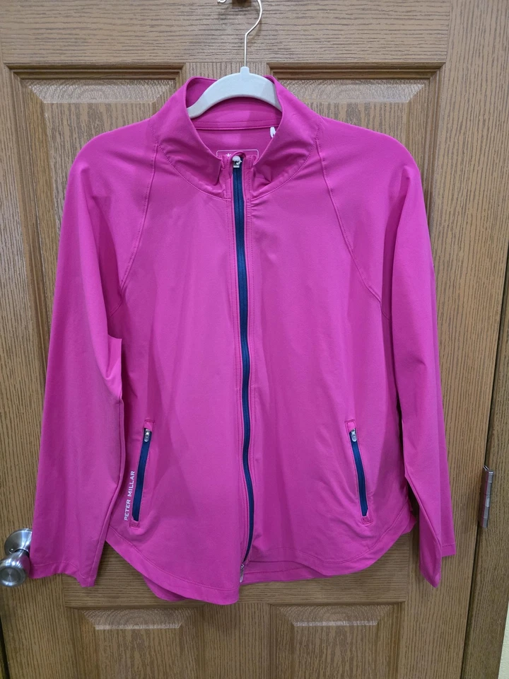 Женская куртка Peter Millar большая розовая на молнии легкая с логотипом Golf Performance - Изображение 1 из 4