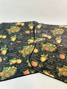 4er Set Blumen Zitrone & Orangen Platzierungen schwarz wendbar - Bild 1 von 7
