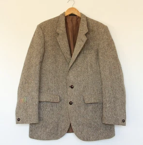 Dunn & Co Vintage Harris Tweed size 40R 100% wool jacket blazer brown crofters - Picture 1 of 8