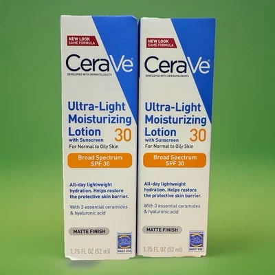 Paquete de 2 lociones hidratantes ultra ligeras Cerave SPF30 1,75 fl oz X2 Exp. 10/27 Foto 1 de 2
